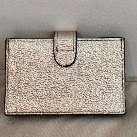 COACH Champagne Metallic Pebbled Leather Accordion Card Case - Picture 8 of 12